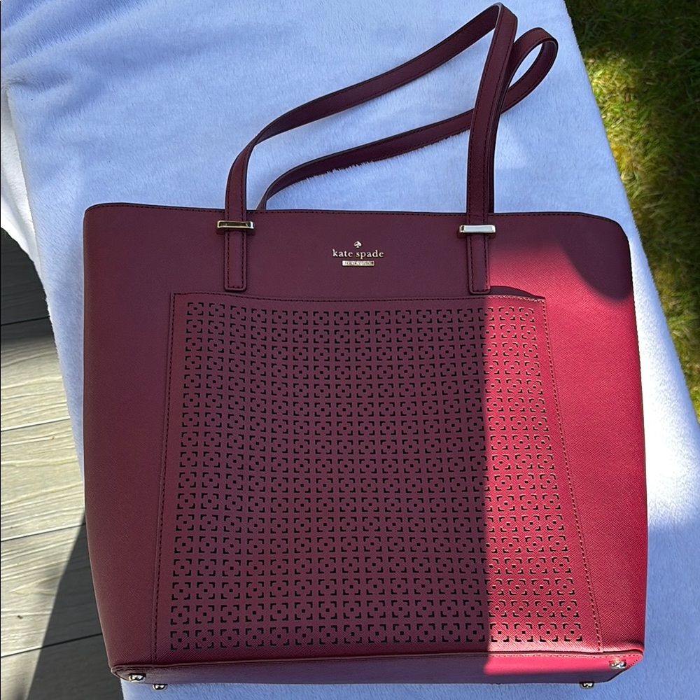 Kate Spade Red Tote Bag with Geometric Design